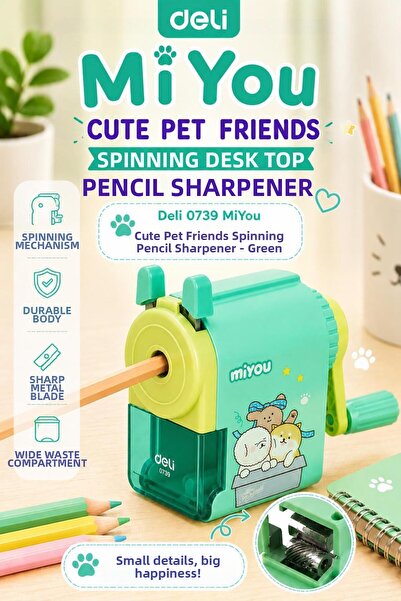 Deli 0641 Miyou Cute Pet Friends Twistable Pencil Sharpener – Green