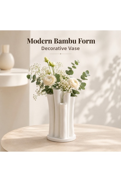 Sellor Modern Bamboo Form Decorative Vase 16X19 cm 3D Pla Desktop Flower Hold...
