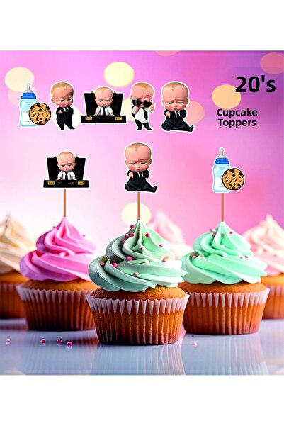 ege ajans tasarım Patron Baby-Themed Cupcake Topper (20-Pack Thick Paper)