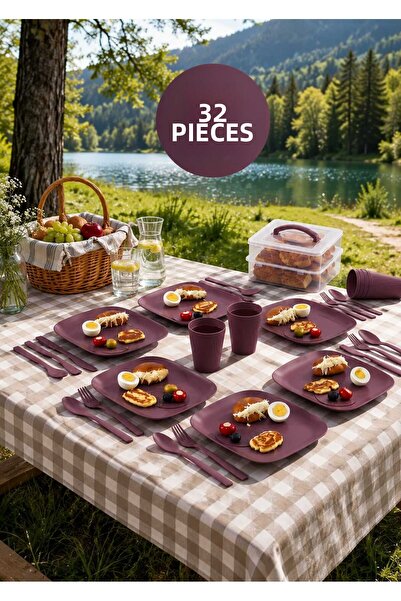 zemihra 32-Piece Portable Picnic Set for 6 People - Picnic Camping Set with S...