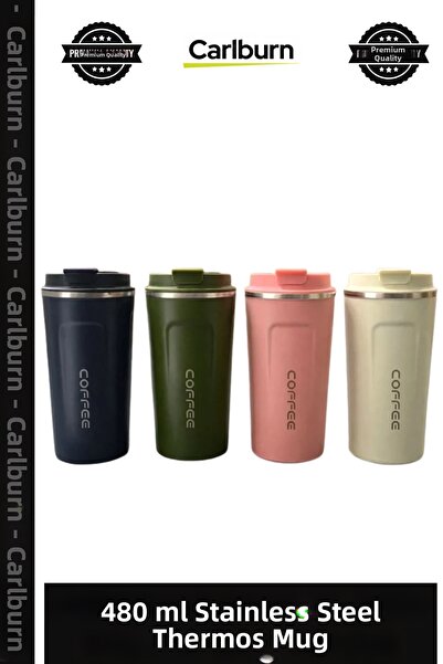 Carlburn # Mug with Leak-Proof Locking Lid, Vacuum Heat Insulated 480 ml Stai...