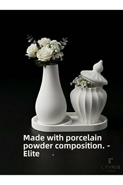 CANSEB Elegance 13cm Flower Vase & 8cm Chubby Vase Planter & 17cm Divided Cor...