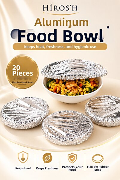HİROS'H 20 Pieces of Aluminum Plate Covers for Preserving Freshness, Heat Ins...