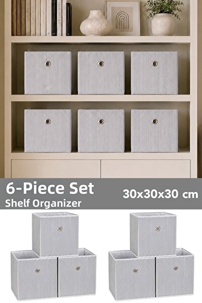 Meleni Home 6-Piece Striped In-Cabinet Organizer - Clothes and Toy Storage Sh...