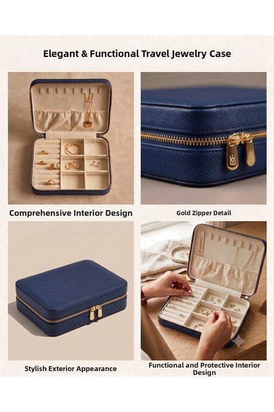 Dorvina Jewelry Box Organizer Travel Case Necklace Ring Earring Organizer Lea...