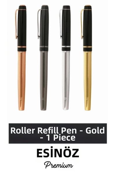 EsinÖz # Pen Rose Gold Metallic Body Flowing Signature Pen Luxury Metal Rolle...
