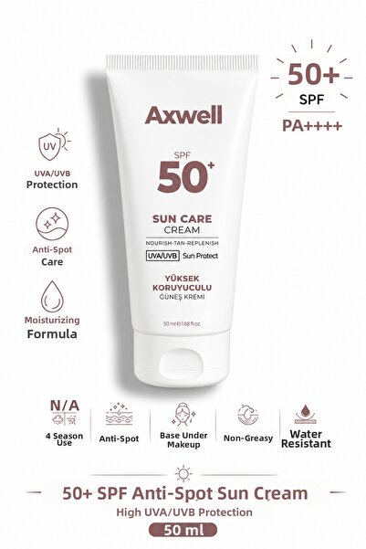 AXWELL كريم الشمس المرطب المضاد للعيوب بعامل حماية من الشمس 50+، 50 مل