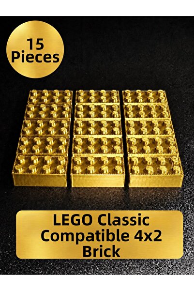 OyuncaklarÜlkesi Lego Compatible Classic 15 Pieces Gold Shiny Gold Color Meta...