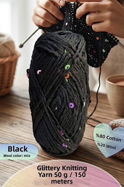 Dantelux Sparkling Sequin Knitting Yarn (80% Cotton - 20% Metallic Sequins) 5...