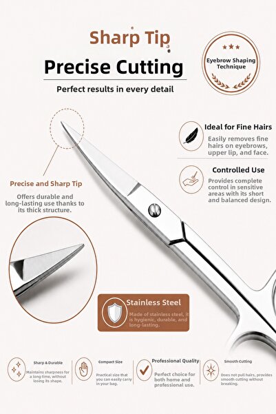 Rulia Professional Eyebrow Shaping and Fine Feather Trimming Scissors Stainle...
