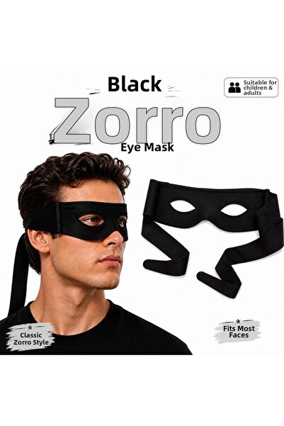 magicool Black Zorro Eye Mask – Tie-On Party and Costume Accessory