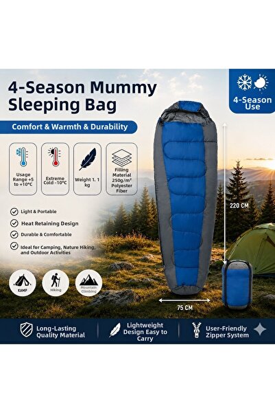 Begin Power 4 Season Mummy Type Sleeping Bag -10 ° C Comfortable Camping Slee...