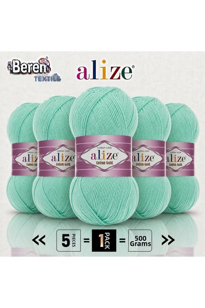 Alize Cotton Gold - 15 Water Green - 5-Pack - 100Gr/330M - Cotton Cardigan Ve...