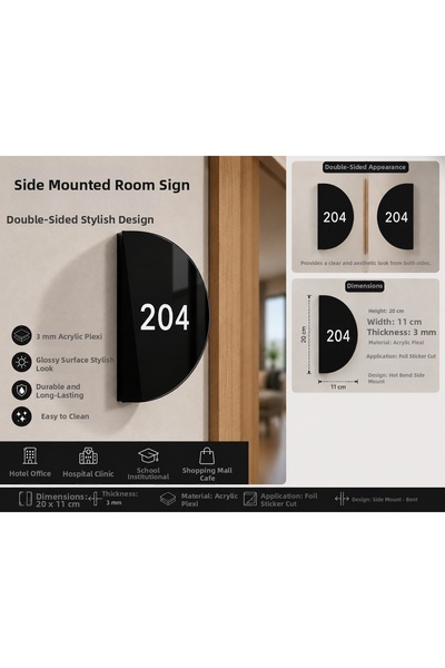 zafrakreklam Side Mounted Room Directional Signage Number Sign Size 20X11 cm ...