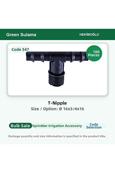 HEKİMOĞLU Te Nipple Ø 16X3/4X16 100 Pieces Package Code 547