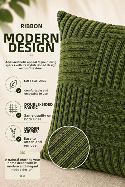 OTEXSA Embossed Textured Soft Cushion Cover Green Decorative Pillowcase Single