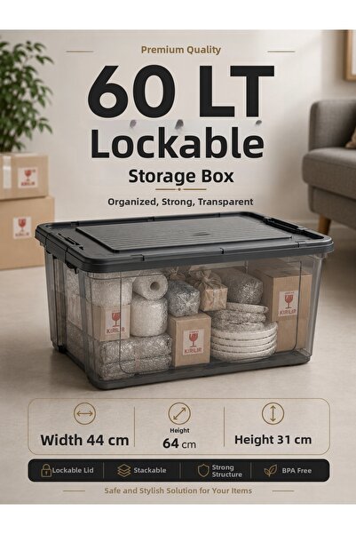 LOREMPBOX Wheeled Storage Box 60 Lt Large Size Lockable Item Transport Box 1 ...