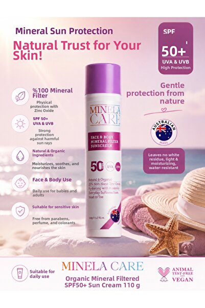 Minela Care واقي شمسي عضوي مفلتر بالمعادن المعدنية بعامل حماية من الشمس SPF 5...