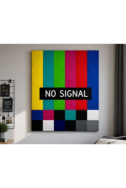 Mgi Design NO SIGNAL Πίνακας σε καμβά – Οθόνη δοκιμής ρετρό τηλεόρασης Μοντέρ...