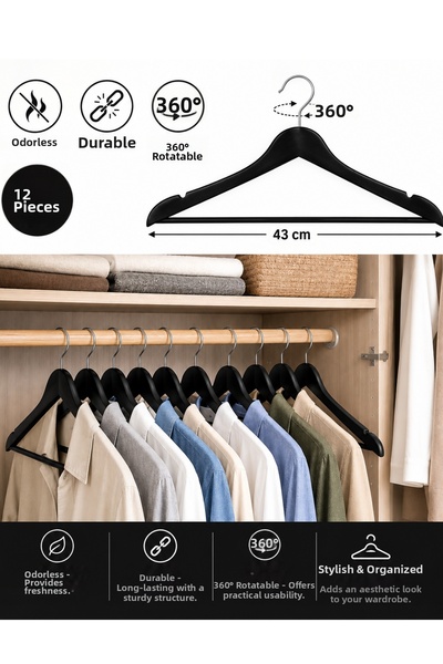 Generic Brand 12 Pieces of Wood-Look Plastic A-Quality Clothes Hangers Pants ...