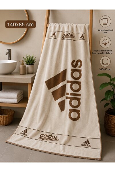 İQON 100% Cotton Bath Towel Beige-Brown Ads (85X140 cm)