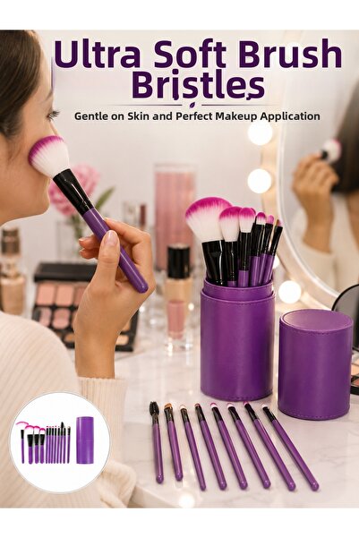 Lisinya 12 Piece Professional Makeup Set Suitable for Soft-Bristled Facial an...