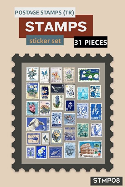 postercraft مجموعة ملصقات طوابع بريدية ذات طابع كلاسيكي باللون الأزرق - 31 مل...