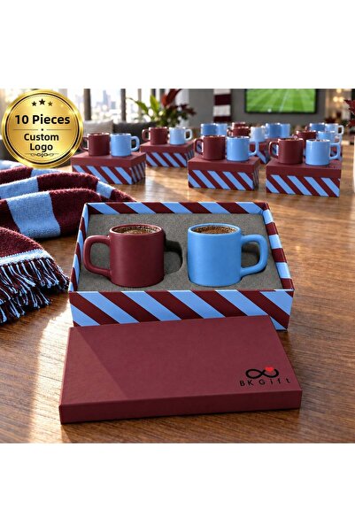 Bk Gift Customized with Your Logo, 10 Pieces Boxed Burgundy Blue Fan Themed C...