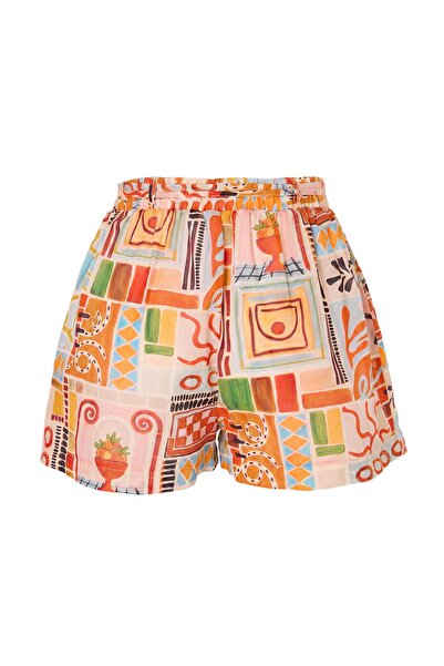Trendyol Kollektion Ethnisch gemusterte, gewebte Strandshorts aus 100 % Baumw...