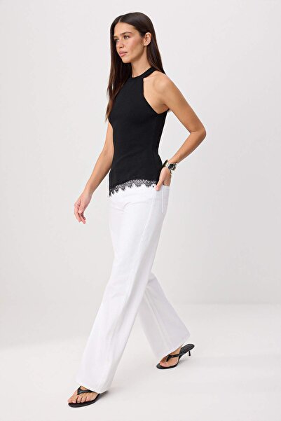 Trendyol Collection White Dumped High Waist Seasonal 100% Cotton Long Length ...
