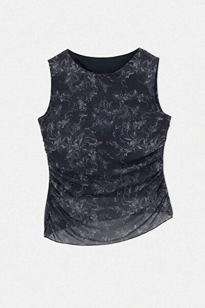 Trendyol Curve Multi-Colored Shawl Pattern Tulle Sleeveless Knitted Plus Size...