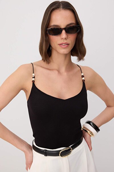 Trendyol Collection Black Fitted/Slim Fit Thin Strap Pool Collar Accessory De...