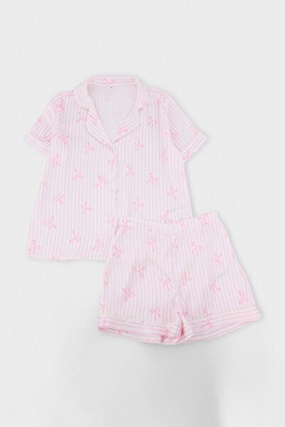 Trendyol Collection Pink-Multicolor Plain Satin Woven Pajamas Set Thmss25Pt00304