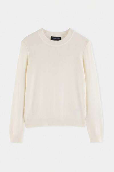 Trendyol Collection Ecru Trendyol Studio Wool Crew Neck Soft Textured Knitwea...
