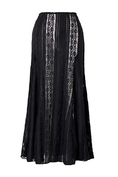 Trendyol Collection Black Knitted Maxi Ruched Beach Skirt Tbess26Et00018