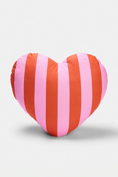TRENDYOLMİLLA HOME Heart Shaped Striped Filled Throw Pillow