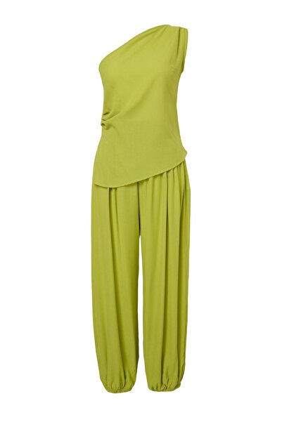 Trendyol Collection بلوزة خضراء وبنطلون منسوج - طقم علوي TWOSS26AU00314