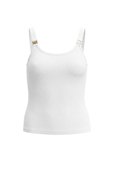 Trendyol Curve Ecru Accessory Detailed Knitted Large Size Athlete T-Shirt Tbb...