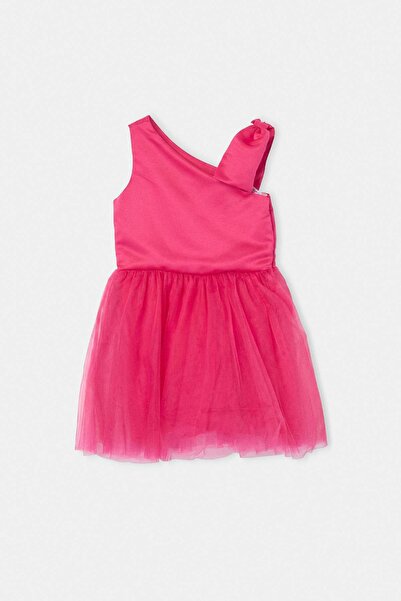 TRENDYOLKIDS Rochie maxi țesută simplă fucsia TKDSS26EL00064