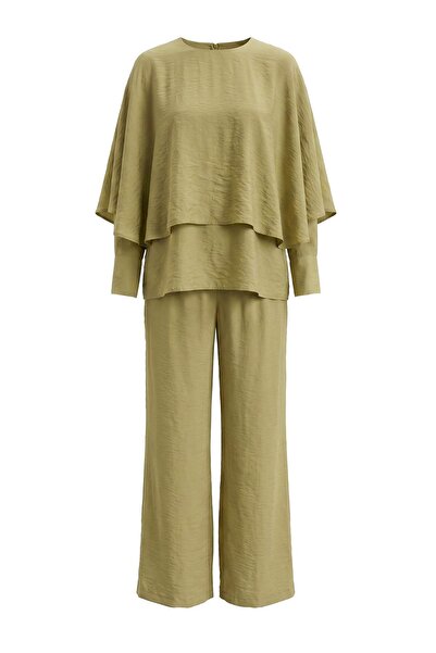 Trendyol Modest Khaki Oversize Lilyum Plain Woven Under&Over Hijab Set - Top ...