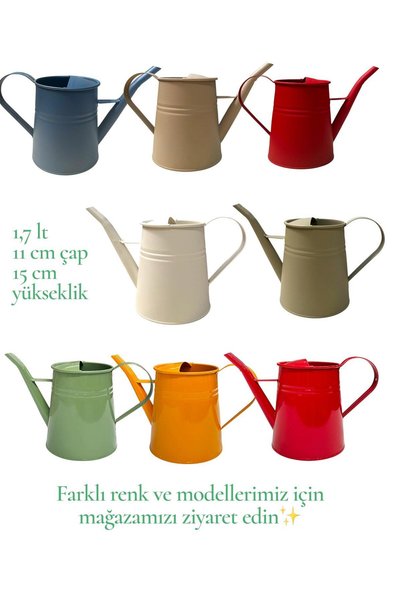 NATURELMETAL Galvanized Metal Watering Can 1.7 Lt Turquoise Blue