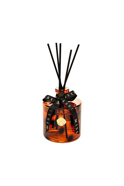 Missi 500 ml Kahverengi Leopar Desenli Cam Şişe Siyah Bambu Çubuklu Vanilya S...