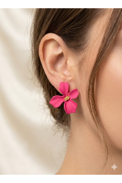 TLSMACCESORIES ÇİÇEK KÜPE FUŞYA