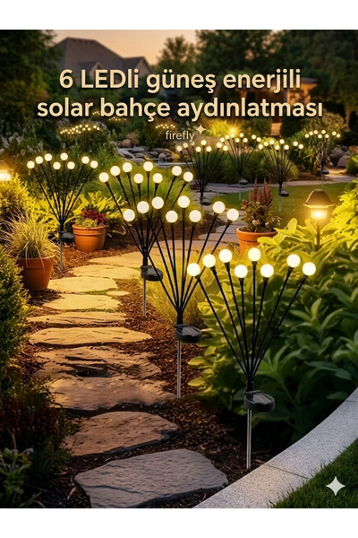 KULVARAVM Güneş Enerjili Solar Bahçe Aydınlatması 6 Ledli Solar