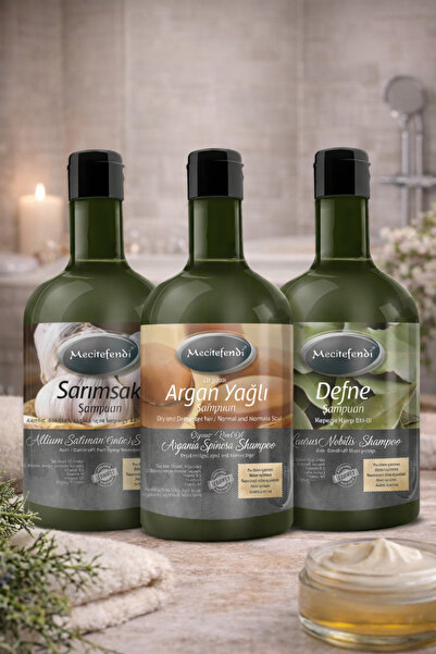 Mecitefendi MECİTEFENDİ SARIMSAK+ ARGAN +DEFNE ŞAMPUAN SET 3'LÜ