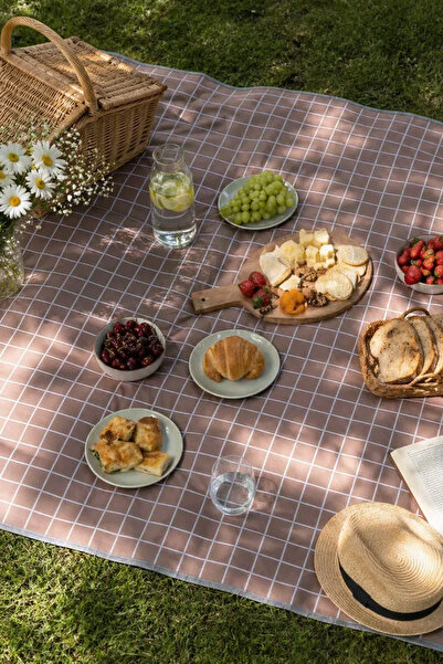 Valoa Kareli Suya Dayanıklı Piknik Plaj Kamp Örtüsü 150x200 cm 4-6 Kişilik