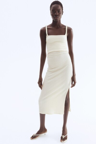 H&M Tekstüre Jarse Midi Elbise