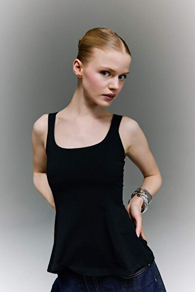 DeFacto Στενή εφαρμογή, μπλουζάκι με λαιμόκοψη U και διακοσμητικό τσέκ H3876A...