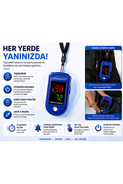 PULSE Parmak Tipi Oksimetre Kan Oksijen Nabız Ölçer Oximeter Oksimetre