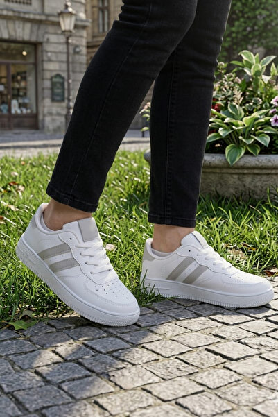 mihra home Jerry Sneaker Unisex Air Sole Two-Stripe Daily Lace-Up Sports Shoes